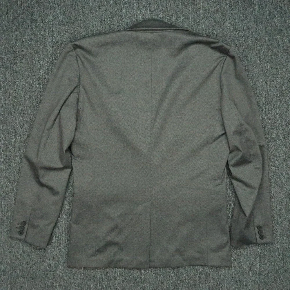 Mizzen Main Blazer‎ Mens Medium Gray Trim Herringbone Stretch Sport Coat